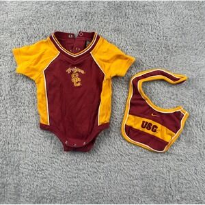 Nike Vintage 90s USC Trojans Baby Bodysuit and Bib Set Cardinal Gold 6-9 Months